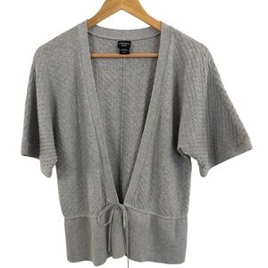 Canyon River Blues Womens Gray Cotton Basketweave Tie Front Cardigan Sweater M